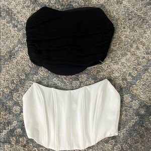 Black and White Strapless Tops